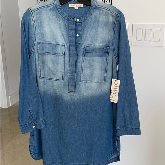 NWT MINI WASHED DENIM DRESS - Picture 1 of 7